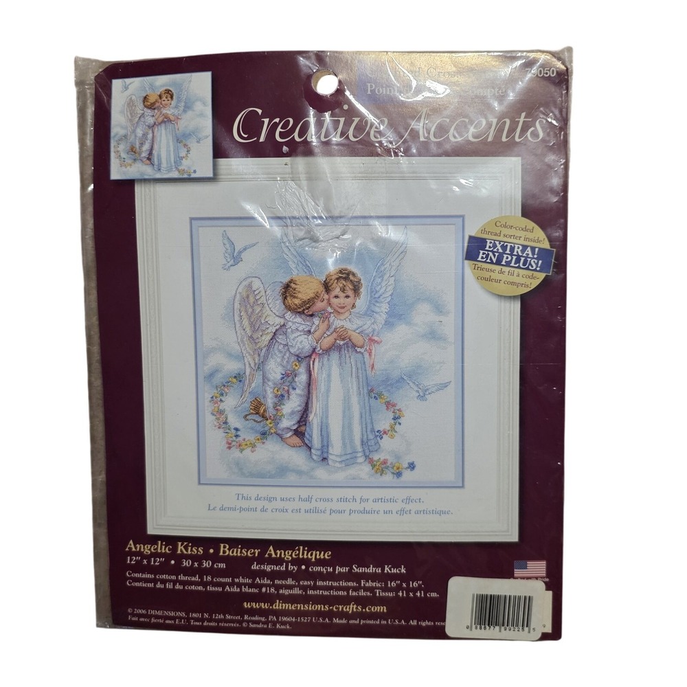 Dimensions Angelic Kiss Creative Accents Counted Cross Stitch Kit 12x12 New